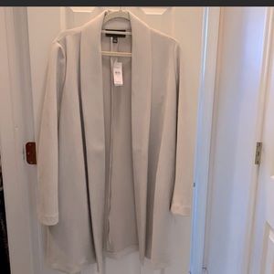 Silver gray cream blazer jacket drape coat velvet